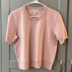 Michael Kors Logo Jacquard Short-Sleeve Sweater